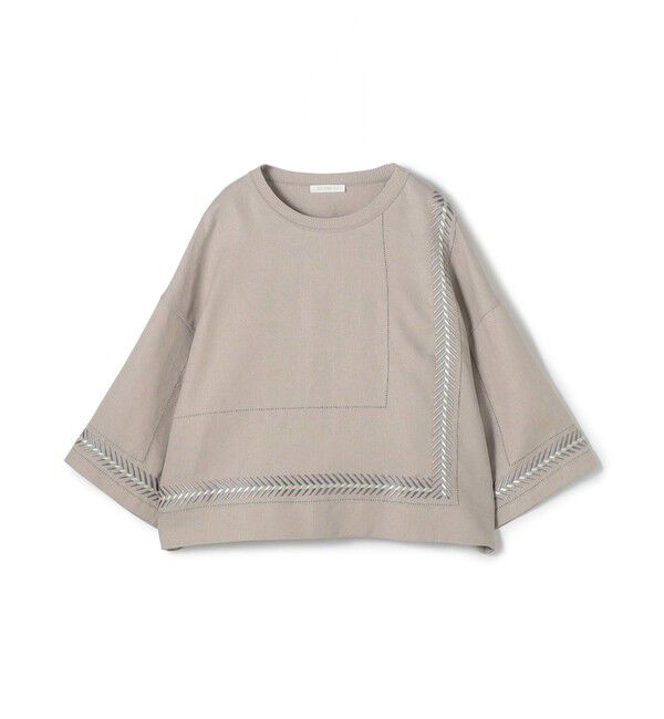 GALERIE VIE「リブコンビフレンチリネン クルーネックブラウス」|シャツ・ブラウス|15 ライトグレー