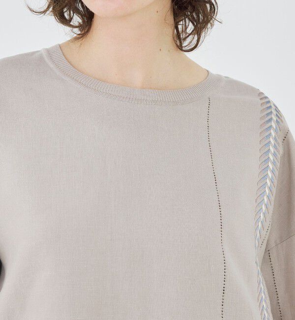 GALERIE VIE「リブコンビフレンチリネン クルーネックブラウス」|シャツ・ブラウス|