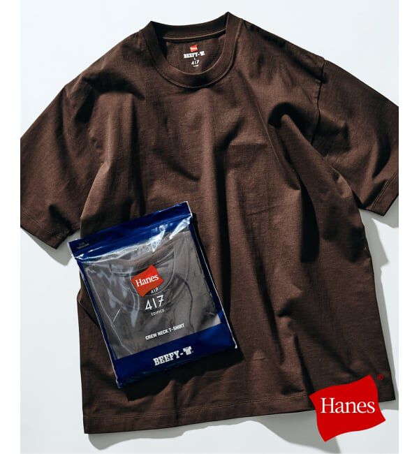 417 EDIFICE「【Hanes &times; 417 EDIFICE】別注 BEEFY CREW NECK T-SHIRT（MODERN FIT）」|Tシャツ・カットソー|ブラウン