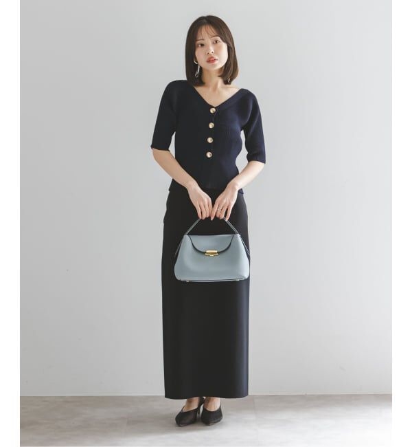 NOBLE「ゴールドボタンVネックリブニット」|カーディガン|