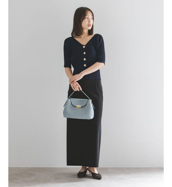 NOBLE「ゴールドボタンVネックリブニット」|カーディガン|