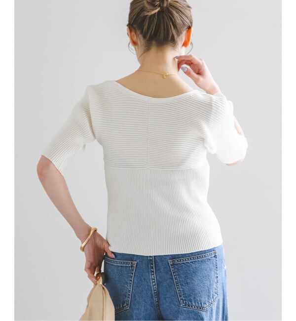 NOBLE「ゴールドボタンVネックリブニット」|カーディガン|