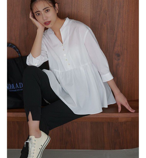 自由区「シアーソフトシャンブレーペプラム ブラウス」|シャツ・ブラウス|ホワイト