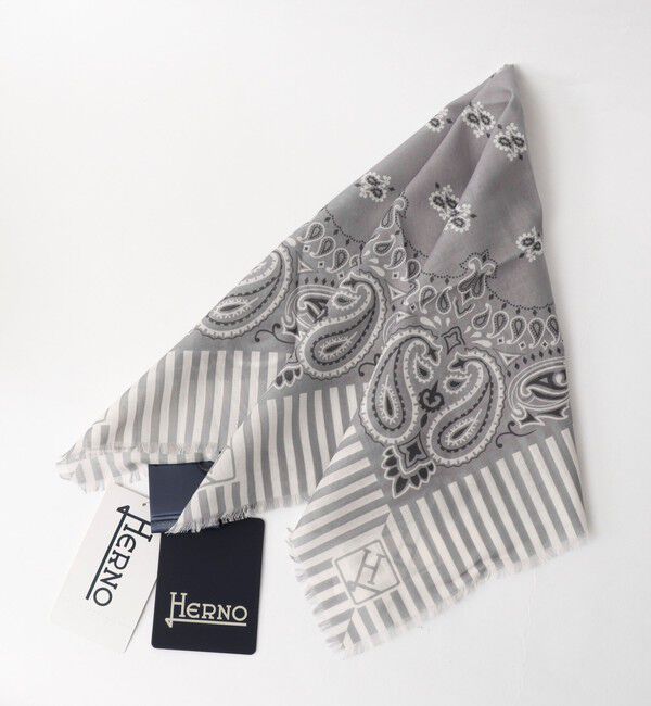 NOLLEY'S goodman「《HERNO》PAISLEY PRINT SCARF ペイズリープリント コットンスカーフ 26SS」|バンダナ・スカーフ|ライトグレー