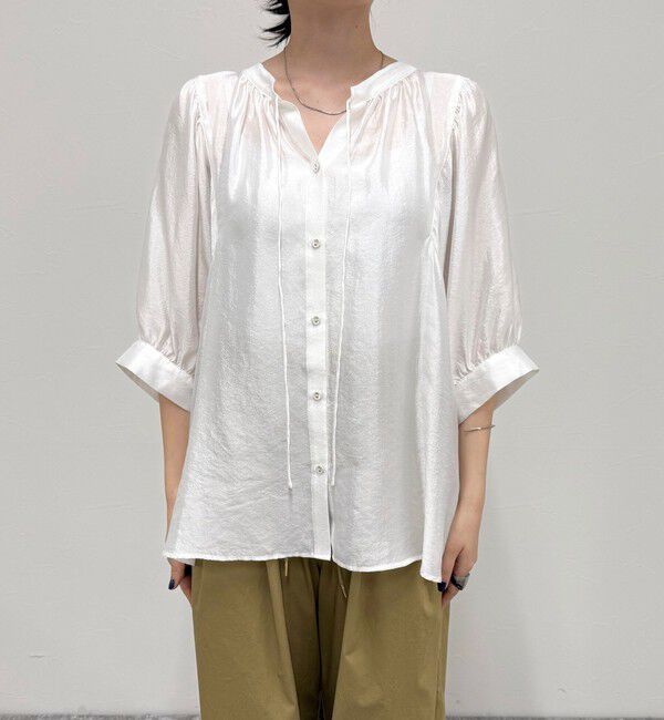 fredy emue「シャイニーシアー２WAYハーフスリーブブラウス」|シャツ・ブラウス|