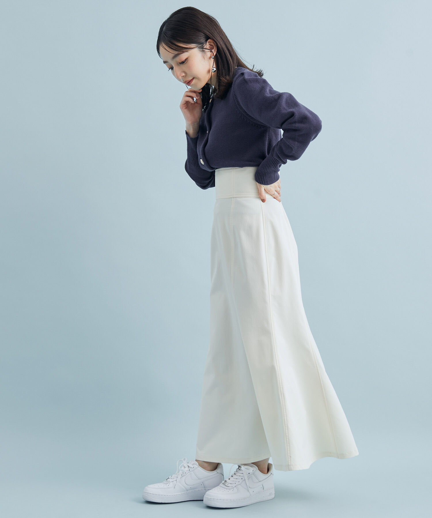 VIS「【一部カラー公式サイト・直営店舗限定】【星玲奈さんコラボ】コットンライクハイウエストマーメイドスカー」|スカート|