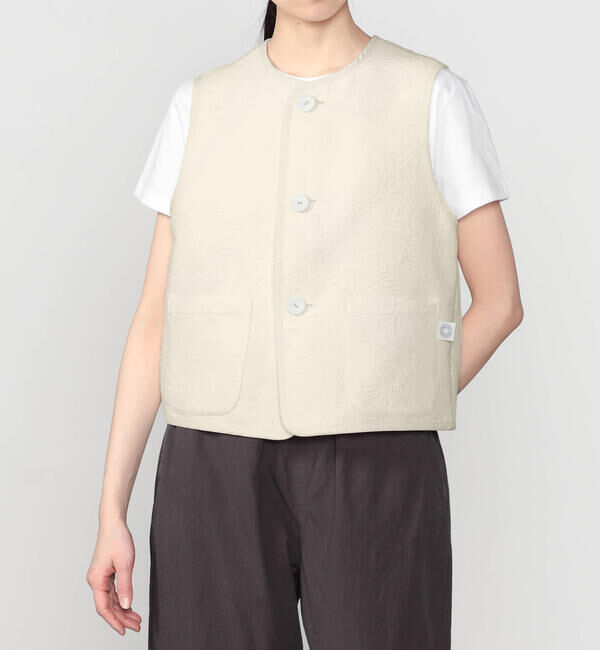 ORCIVAL「ORCIVAL | コットンポリジャカード トリミングベスト WOMEN」|ダウンベスト・ベスト|OFFWHITE