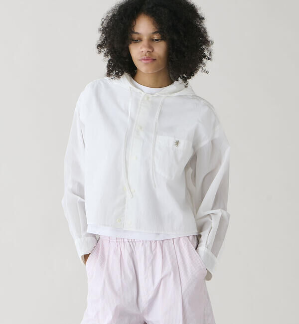 GYMPHLEX「Gymphlex |  ナイロン フードシャツジャケット WOMEN」|シャツ・ブラウス|WHITE