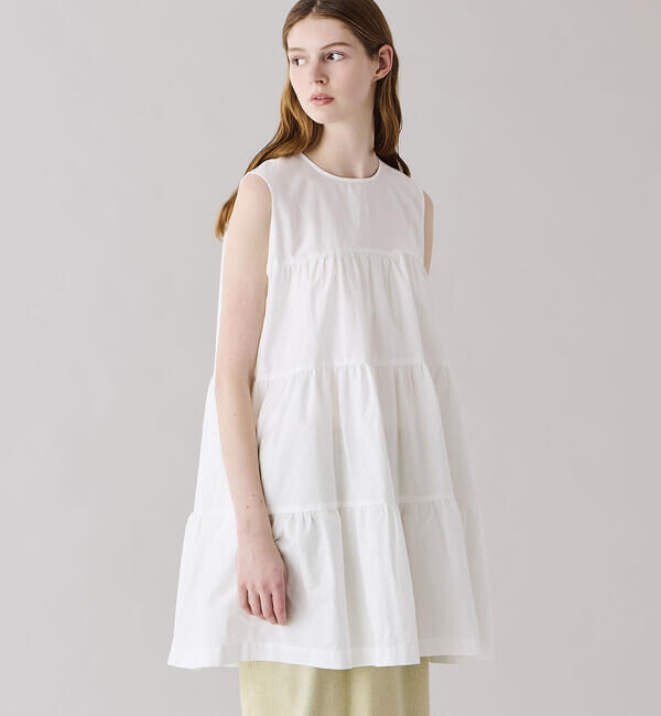 GYMPHLEX「Gymphlex | コットンブロード ティアードチュニック WOMEN」|ワンピース|OFFWHITE