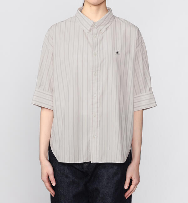 GYMPHLEX「Gymphlex | コットンタイプライター ストライプボタンダウンシャツ WOMEN」|シャツ・ブラウス|