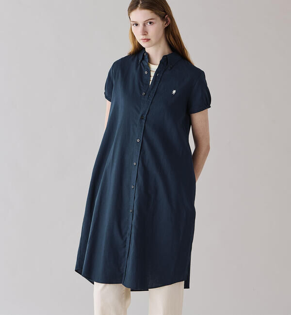 GYMPHLEX「Gymphlex | フレンチスリーブ ボタンダウンシャツワンピース WOMEN」|ワンピース|