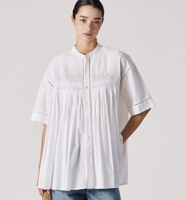  「INDIA INDUSTRY | コットンポプリン ピンタックシャツ WOMEN」|シャツ・ブラウス|