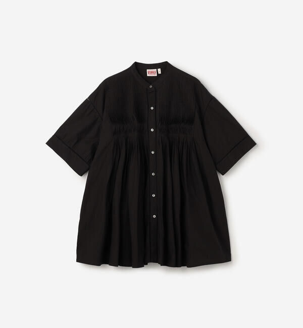 「INDIA INDUSTRY | コットンポプリン ピンタックシャツ WOMEN」|シャツ・ブラウス|BLACK