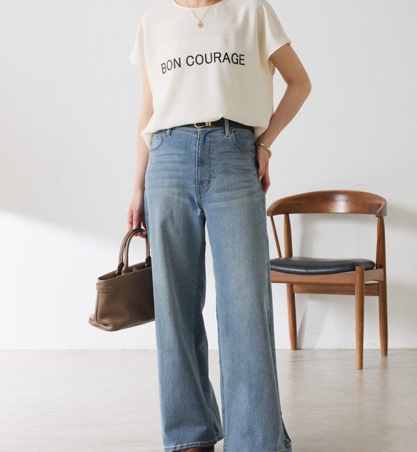  「【さらっとした着心地】ジョーゼットフレンチロゴTシャツ」|Tシャツ・カットソー|