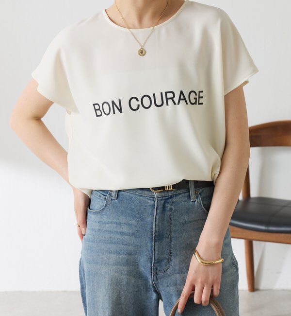  「【さらっとした着心地】ジョーゼットフレンチロゴTシャツ」|Tシャツ・カットソー|