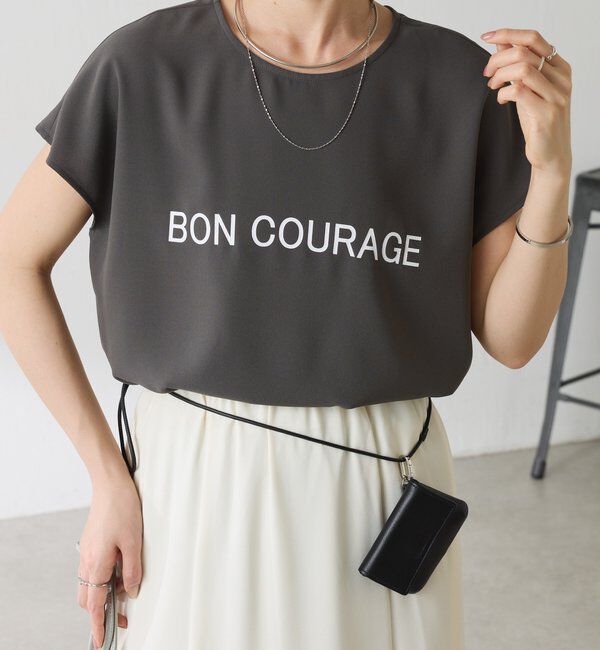  「【さらっとした着心地】ジョーゼットフレンチロゴTシャツ」|Tシャツ・カットソー|