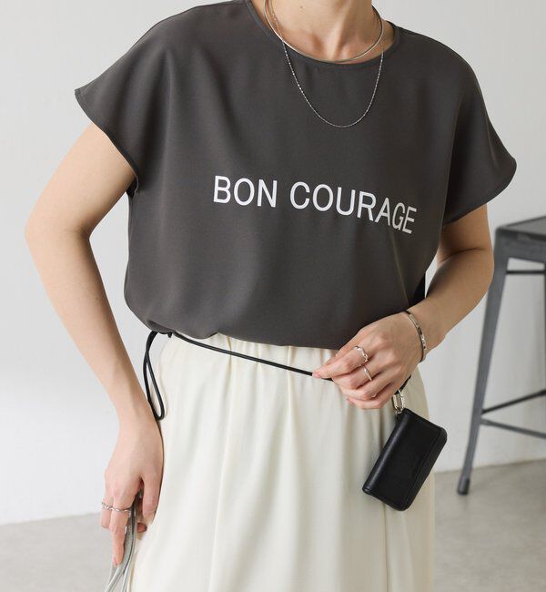  「【さらっとした着心地】ジョーゼットフレンチロゴTシャツ」|Tシャツ・カットソー|