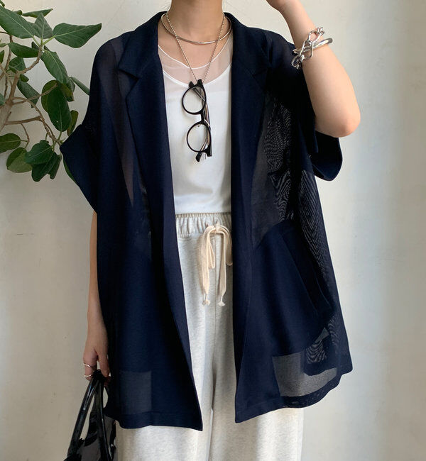  「メッシュ半袖ジャケット」|テーラードジャケット|