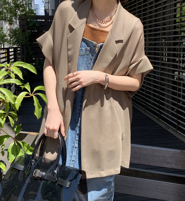  「メッシュ半袖ジャケット」|テーラードジャケット|