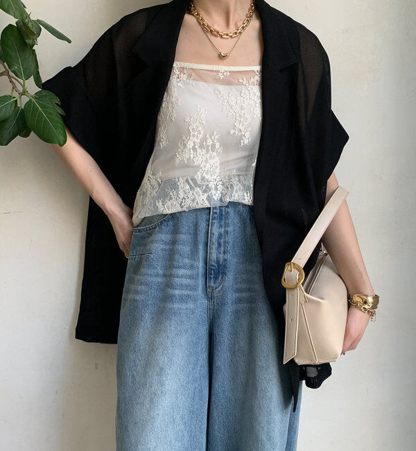  「メッシュ半袖ジャケット」|テーラードジャケット|