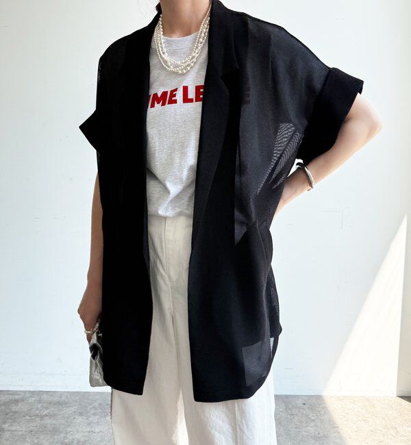  「メッシュ半袖ジャケット」|テーラードジャケット|