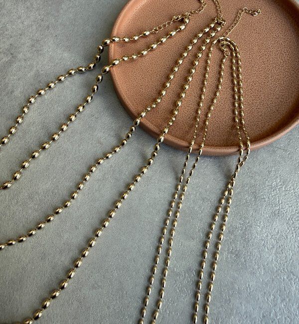  「3連変形ボールチェーンネックレス」|ネックレス|