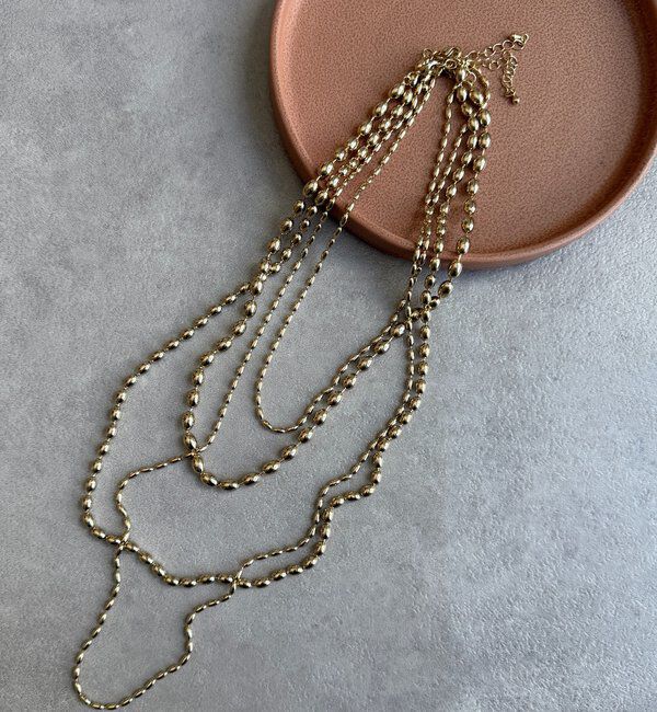  「3連変形ボールチェーンネックレス」|ネックレス|