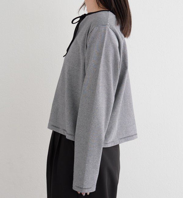  「【前後2WAY】B ボーダーバックリボンロンTEE」|その他|