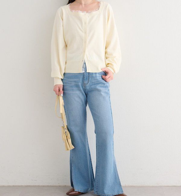  「【4色展開】B レーススクエアネックカーディガン」|その他|