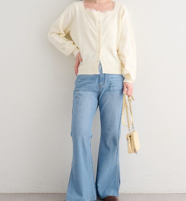  「【4色展開】B レーススクエアネックカーディガン」|その他|