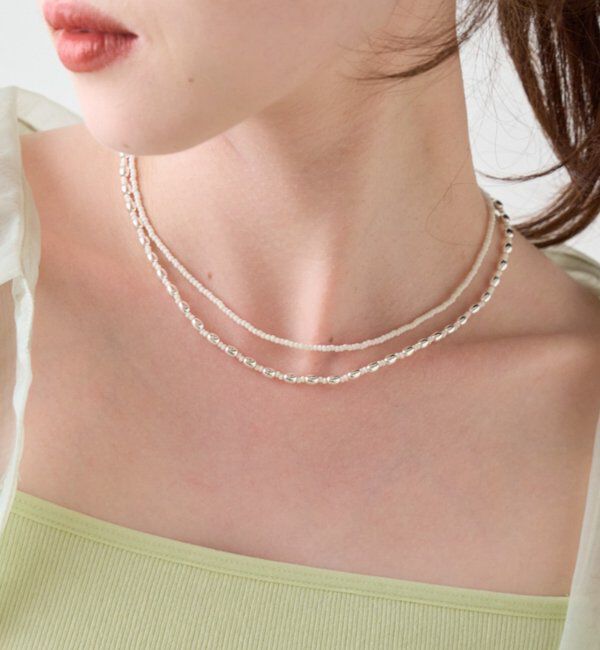  「【fiw.】ビーズダブルネックレス」|ネックレス|アイボリー