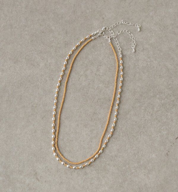  「【fiw.】ビーズダブルネックレス」|ネックレス|ベージュ