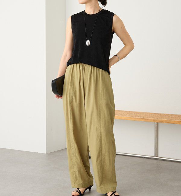  「予約【接触冷感/撥水/花粉ガード】ギャザーバレルパンツ」|チノ|