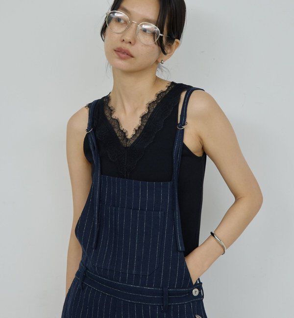  「Vレースリブタンク」|Tシャツ・カットソー|ブラック