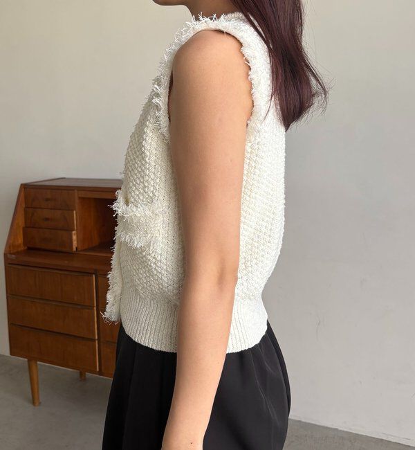  「ツイードライクフリンジベスト」|ニット・セーター|