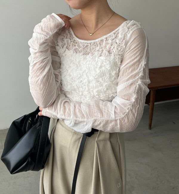  「【前後2WAY】シアーバブルブラウス」|シャツ・ブラウス|ホワイト