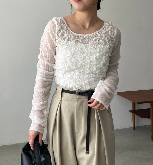  「【前後2WAY】シアーバブルブラウス」|シャツ・ブラウス|