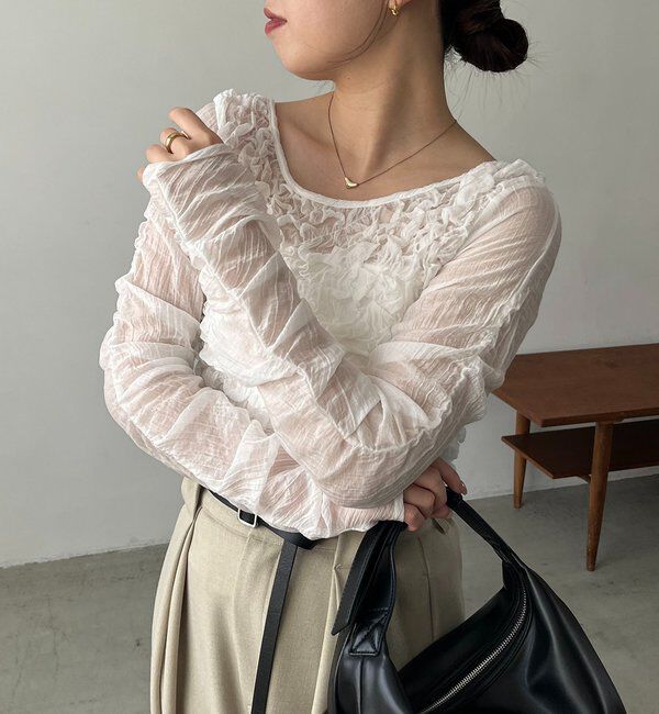  「【前後2WAY】シアーバブルブラウス」|シャツ・ブラウス|