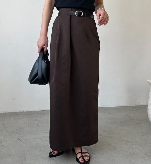  「【主役級スカート/低身長サイズあり】アシメタックベルト付スカート」|スカート|ブラウン