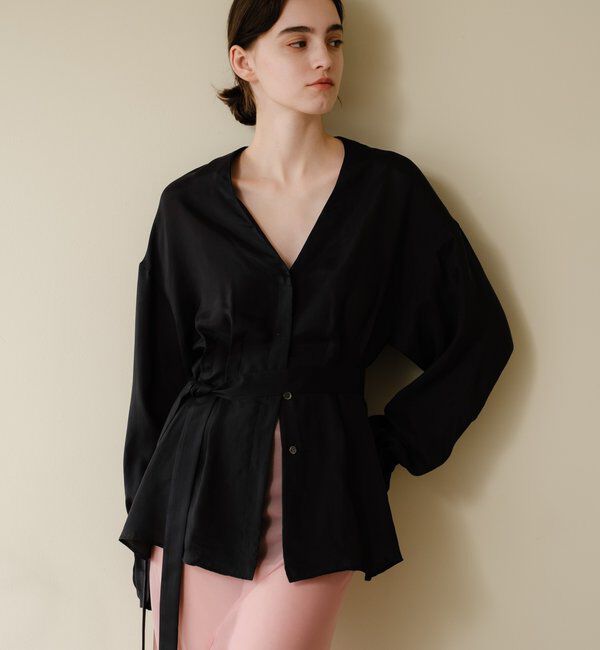  「キュプラタックブラウス」|シャツ・ブラウス|ブラック