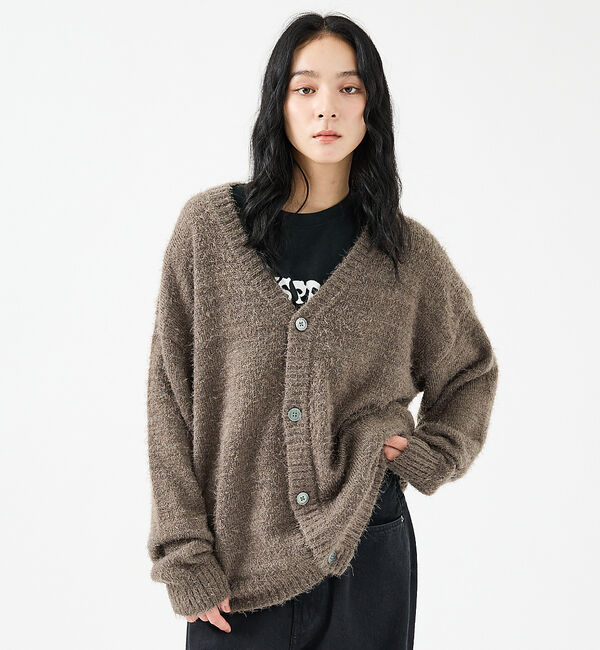 ABAHOUSE「【Revo.レボ】 モヘアライク ニット カーディガン/ルーズフィット /ユニセ」|カーディガン|グレー