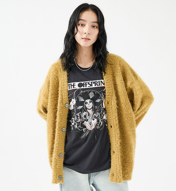 ABAHOUSE「【Revo.レボ】 モヘアライク ニット カーディガン/ルーズフィット /ユニセ」|カーディガン|イエロー