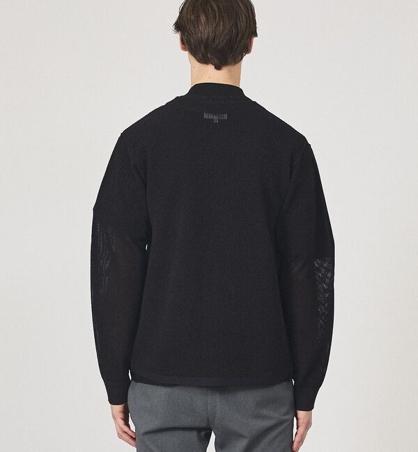 ABAHOUSE「2トーン シアーメッシュ 1ボタン カーディガン」|カーディガン|