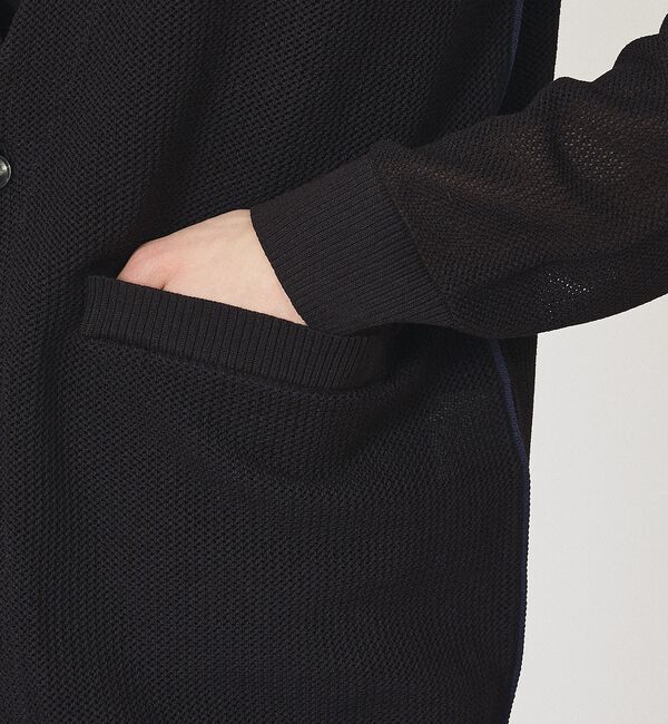 ABAHOUSE「2トーン シアーメッシュ 1ボタン カーディガン」|カーディガン|