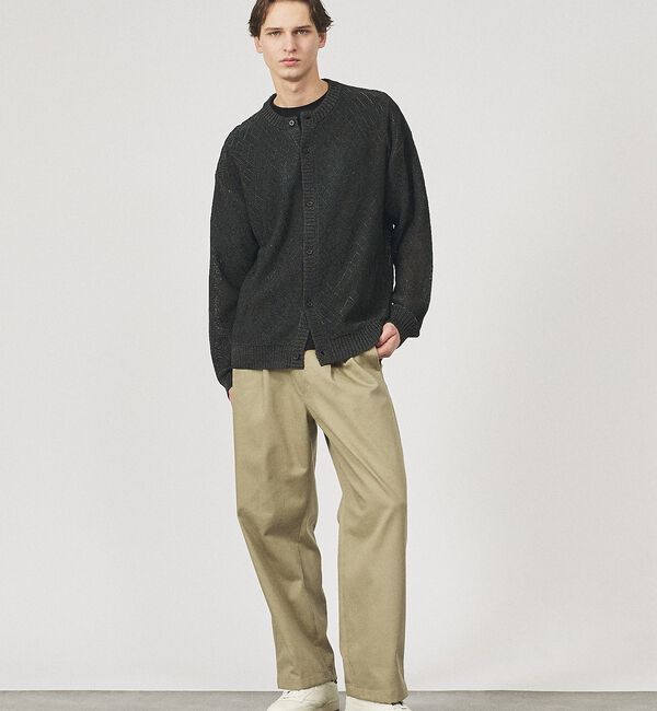 ABAHOUSE「ドライタッチ ペーパーライク クルーネックカーディガン」|カーディガン|