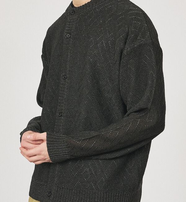 ABAHOUSE「ドライタッチ ペーパーライク クルーネックカーディガン」|カーディガン|