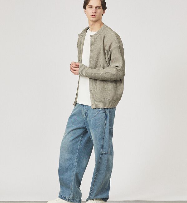 ABAHOUSE「ドライタッチ ペーパーライク クルーネックカーディガン」|カーディガン|