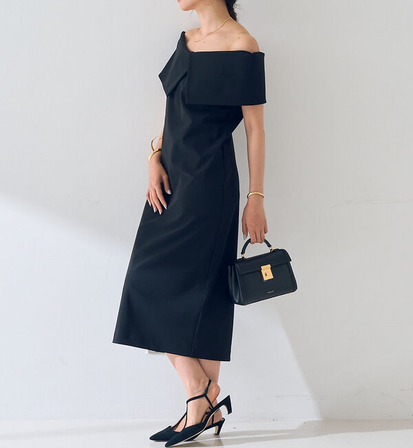 Rouge vif「【撥水】大衿トリコットワンピース」|ワンピース|ブラック