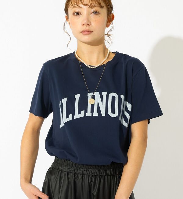 Rouge vif「【REMI RELIEF / レミレリーフ】LW加工T "ILLINOIS" /」|Tシャツ・カットソー|ネイビー