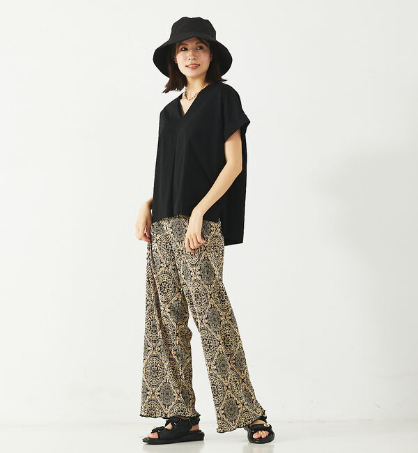 abahouse mavie「シルケットダブルVネックフレンチプルオーバー」|Tシャツ・カットソー|